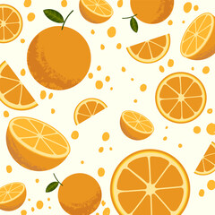 Fresh orange, lemon, tangerine, mandarin fruits pattern vector background illustration design.