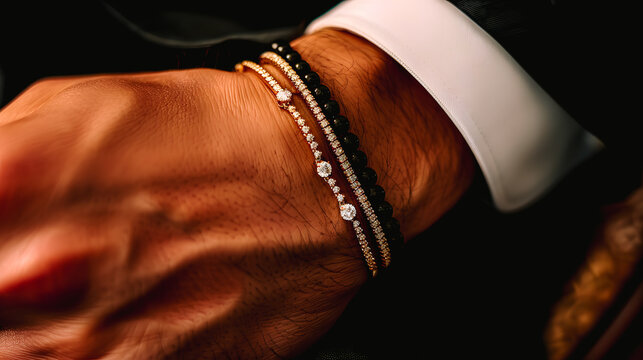 Poignet d'homme avec bracelet en diamant