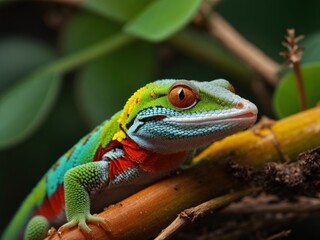 Fototapeta premium Beautiful Madagascar giant day gecko closeup