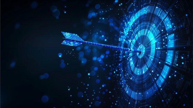 Digital images of the sport of archery, showing the precision of the athletes. target with arrow