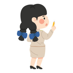 Back view female teacher thai