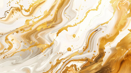 An abstract fluid and marble texture background with rich hues of gold, cream, and white