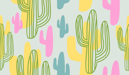 Cute cactus plants pattern background vector design
