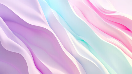 Obraz premium An abstract waves background with soft pastel hues of pink, lavender, and mint
