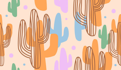 Cute cactus plants pattern background vector design  © rupa