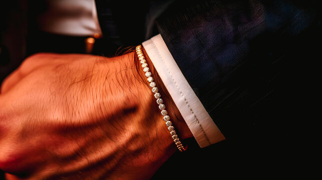 Poignet d'homme avec bracelet en diamant