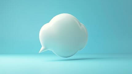 3D big speech bubble against isolated soft blue background.