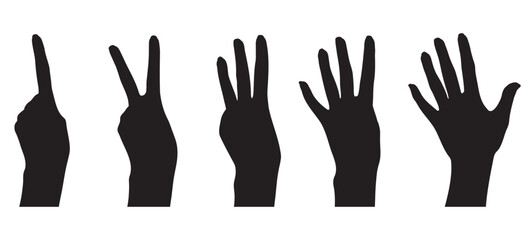 silhouette of hands pose set