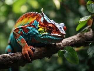 Fototapeta premium Beautiful of chameleon panther chameleon panther on branch