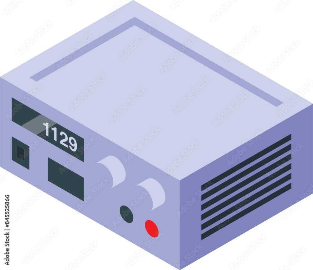 Aufkleber digital power supply unit showing voltage value on display, isometric view