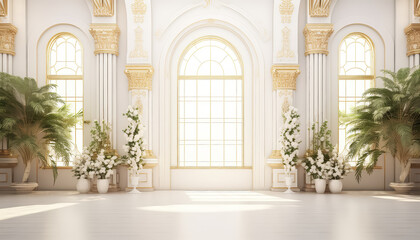 A large room with a white ceiling and white walls