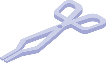 Laboratory tongs holding a chemical flask during experiment in isometric view