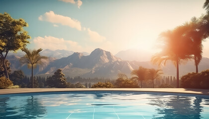Obraz premium A beautiful mountain landscape with a pool of water in the foreground