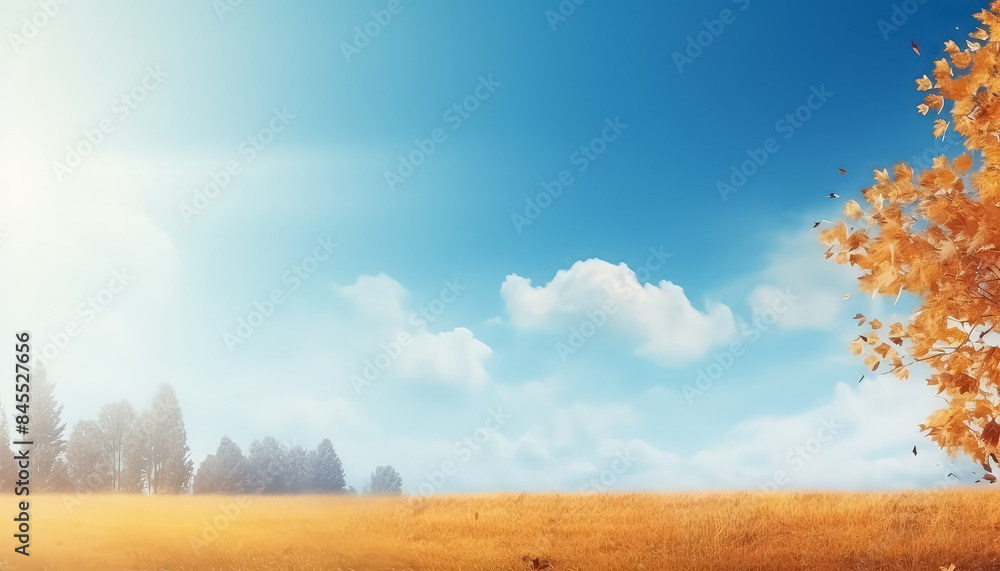 Canvas Prints a blue sky with clouds and trees in the background