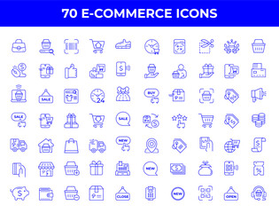 Set of line icons in linear style. Series - E-commerce and shopping. Online shopping cart, electronic purchase and sale on marketplaces. Conceptual pictogram and infographic DN7