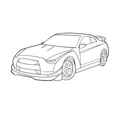 race car drawing with line art style. Simple design outline style. You can give color you want. Sport car. Vector illustration