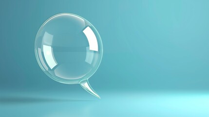 3D big speech bubble against isolated soft blue background.