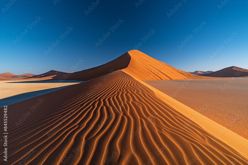 Wall mural an arid desert landscape with towering dunes under a hot sun, offering a stunning arid scenery - Wall murals