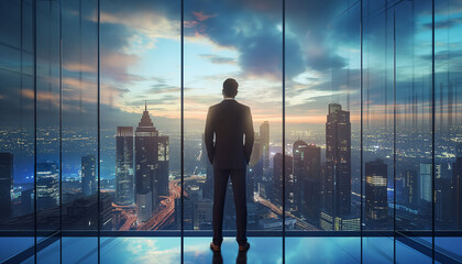 People in a busy city, with skyscrapers and office buildings in the background