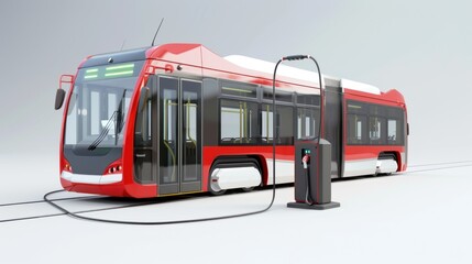 Naklejka premium Futuristic electric bus with side charging port