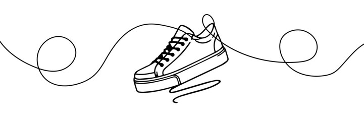 Continuous one line drawing sneaker vector illustration minimalism concept