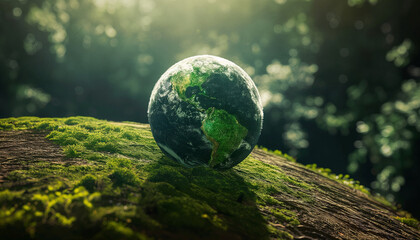 Green Planet Earth with Grass and Continents