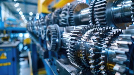 Fototapeta premium Industrial Engineering: Modernization and Optimization of Metal Gears in Manufacturing Industry