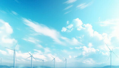 A large group of wind turbines are lined up in a field