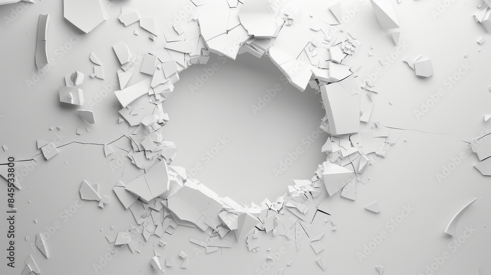 Aufkleber free area on center of exploding wall for any object or background