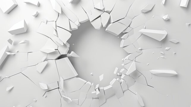 Object or background can be placed in the center of the exploding wall modern illustration