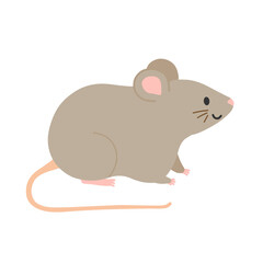 Cute Smiling Mouse Illustration. Animal Clipart. 