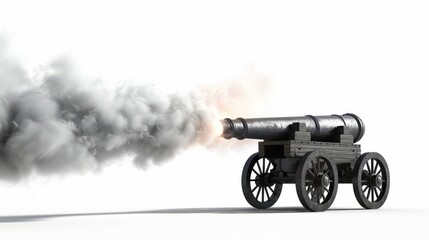 3D illustration of ramadan cannon shooting soccer ball.