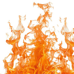 Intense flames with vibrant yellow and orange hues, isolated on white. Fiery blaze and heat concept.
