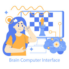 Brain Computer Interface Vector illustration