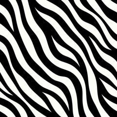 Abstract Black and White Zebra Stripe Pattern - Seamless Organic Wave Design for Backgrounds and Textures