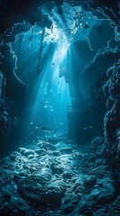 Obraz premium Sunken Shipwreck Portal to the Past Preserved Beneath the Waves