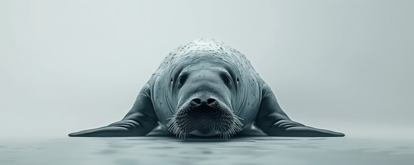 Adorable Seal Pup in a Minimalistic Setting Capturing the Charm of Marine Wildlife with Serene and Calming Tonalities Through the Eyes of a Young Seal An Exemplary Representation of Tranquil Nature