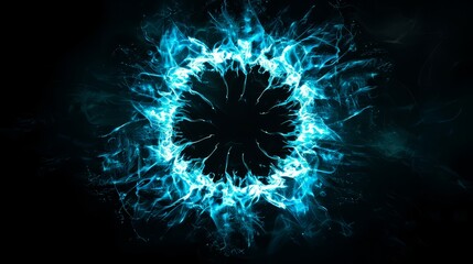 Electric energy swirling around a central black hole. The intricate web of glowing lines and dynamic light effects creates a captivating representation of cosmic forces and futuristic science.
