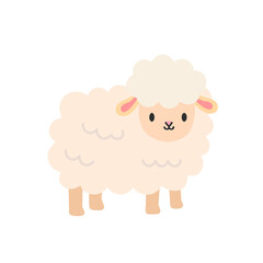 Cute Smiling Sheep Illustration. Animal Clipart.