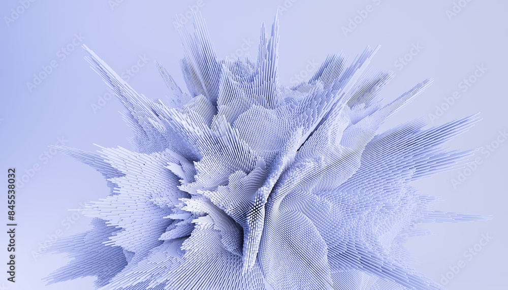 Aufkleber 3d render of abstract deatailed shape. dynamic futuristic background.