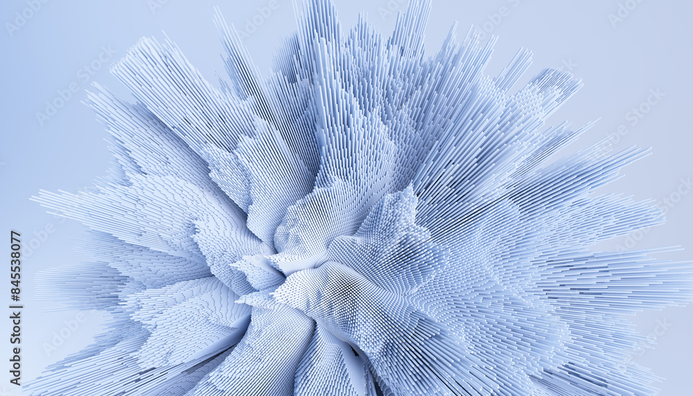 Aufkleber 3d render of abstract deatailed shape. dynamic futuristic background.
