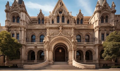 Fototapeta premium Grand Ornate Entrance of a Stone Mansion