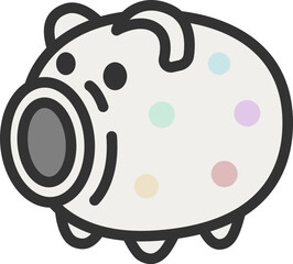 豚の、蚊取り線香入れのアイコン（線画カラー）のイラスト