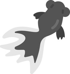 泳いでいる、出目金のアイコンのイラスト