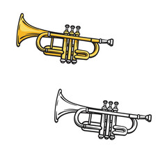Fototapeta premium trumpet drawing with line art style. Simple design outline style. Easy to edit. Vector illustration