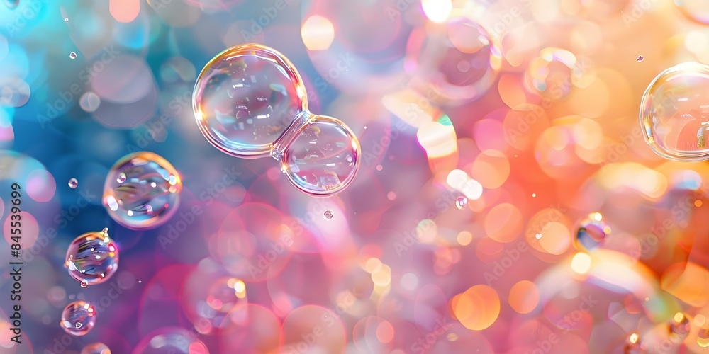 Poster ai-powered generative cleaning simulation with realistic colored bubbles. concept ai-powered simulat