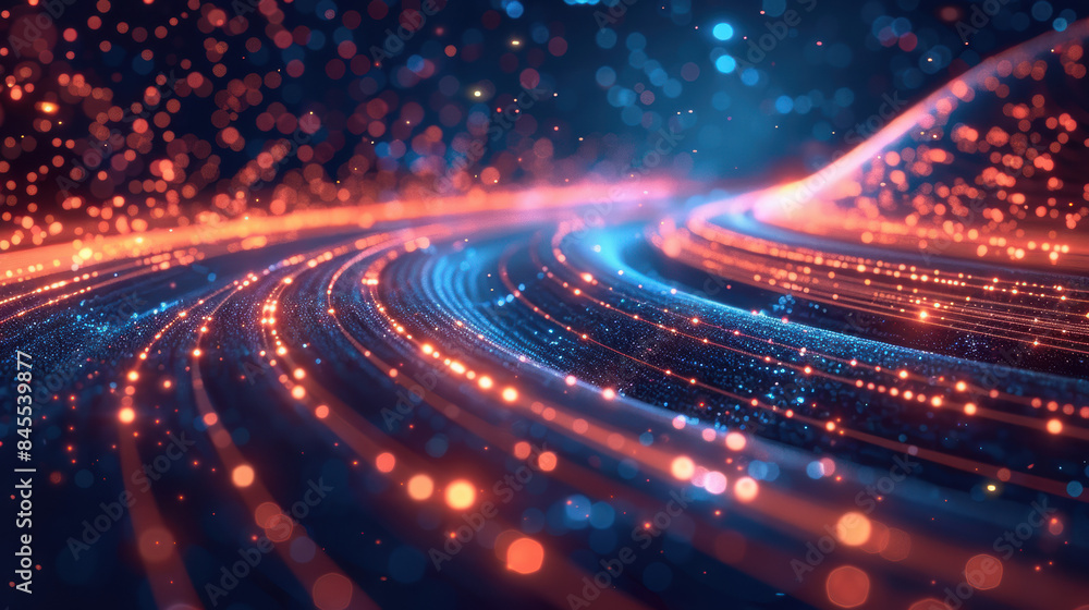 Aufkleber a stunning abstract background with glowing blue and orange lights, representing data streams and fu