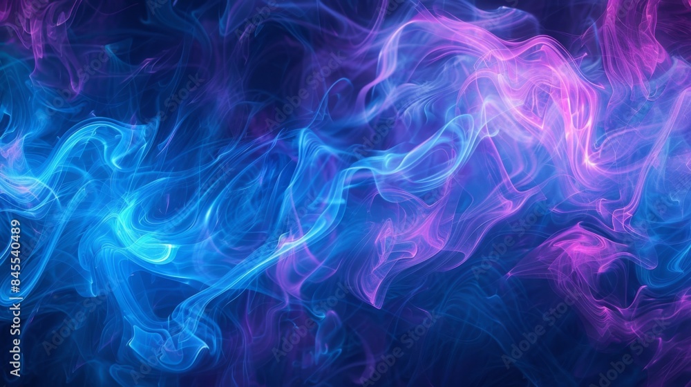 Aufkleber Vibrant swirls of blue and purple cigarette smoke creating abstract patterns against a dark background