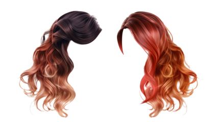 modern stylish hair wig isolated on transparent background 