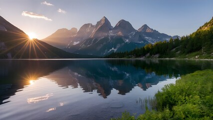 Alpine Dawn Eisele Lake and Zugspitze at Sunrise